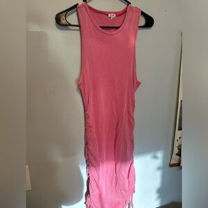 Garage Pink Ribbed Body con with cinching- M